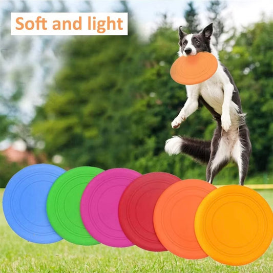 Soft Non-toxic Silicone Dog Throwing Flying Saucer Pet Play Fetch Training Tool