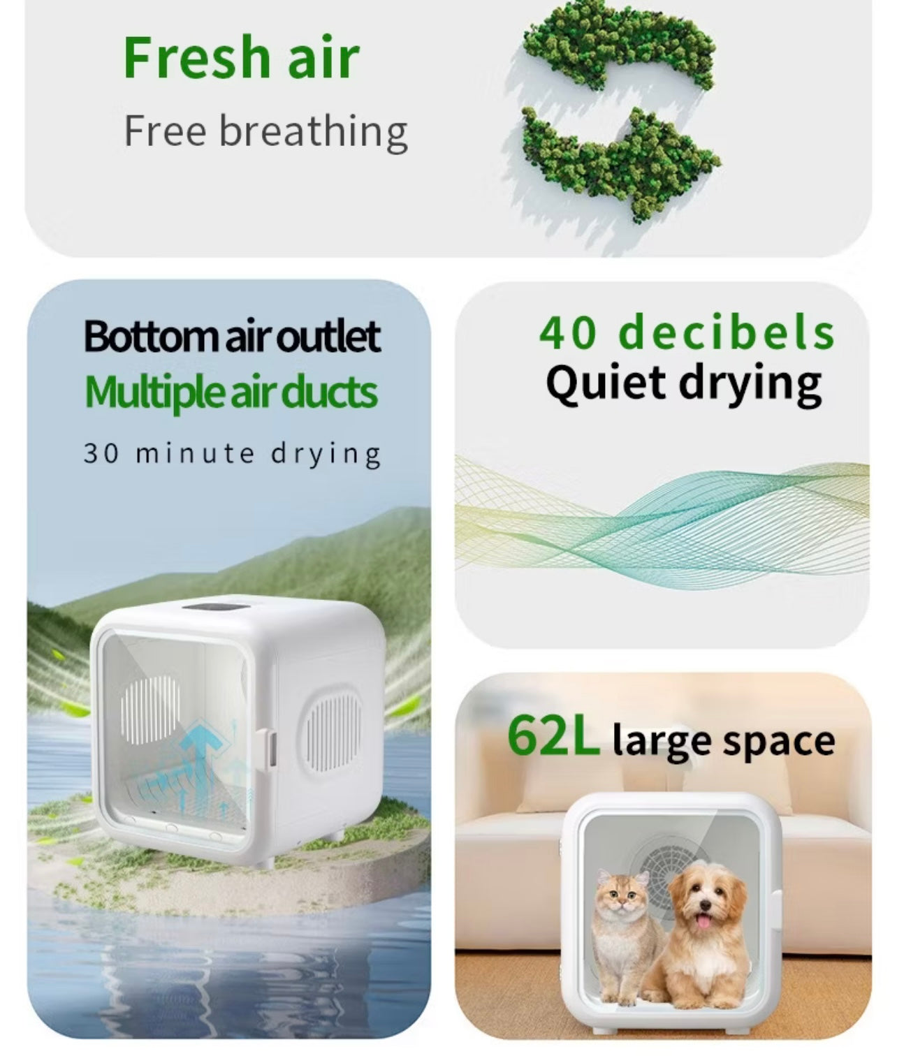 Pet Hair Dryer Box New Style Tempered Glass Door C-Type Bottom Hair Dryer