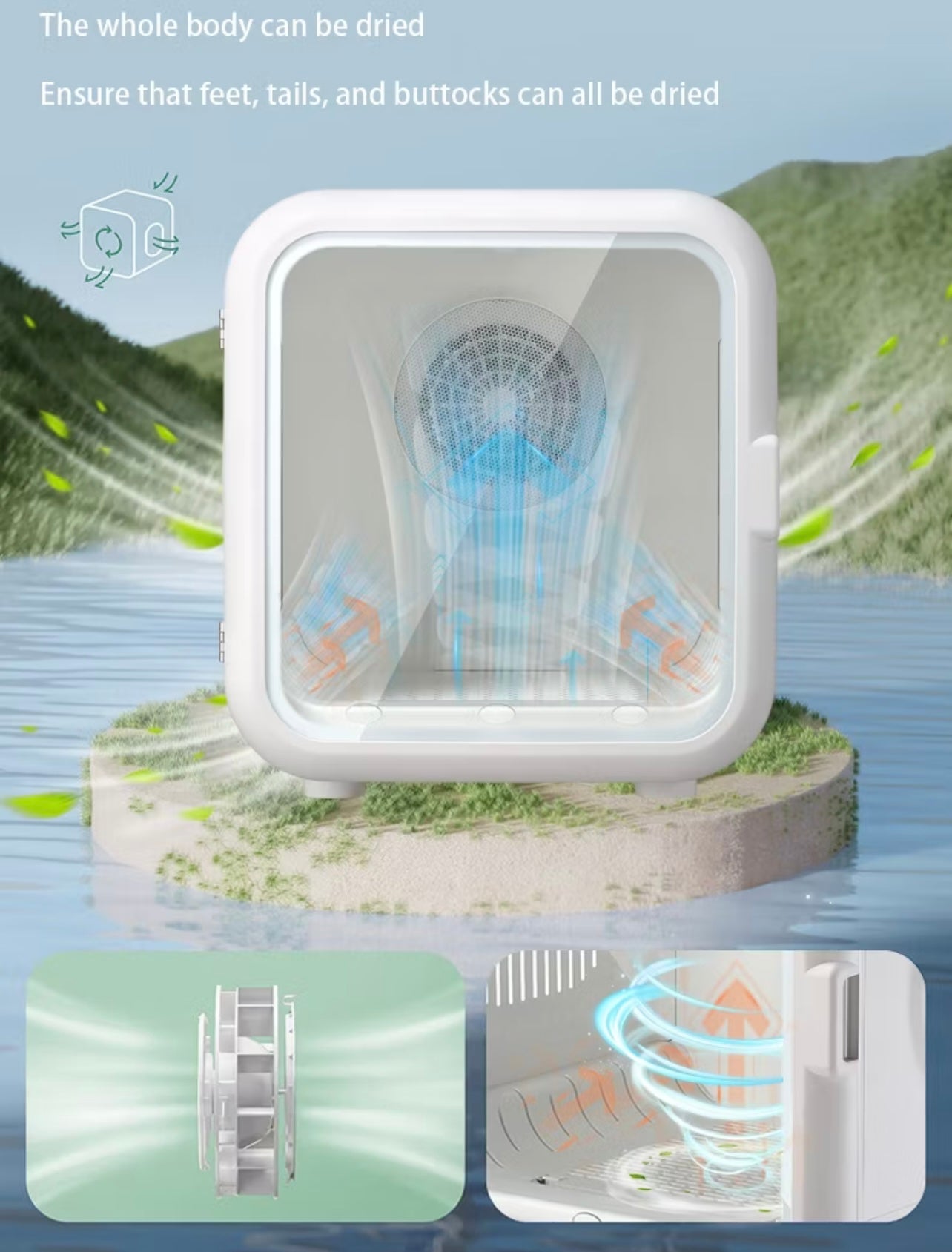 Pet Hair Dryer Box New Style Tempered Glass Door C-Type Bottom Hair Dryer