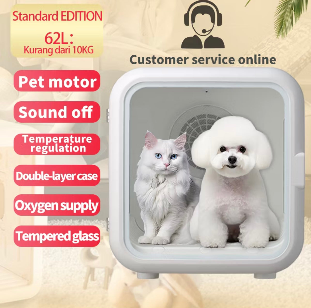 Pet Hair Dryer Box New Style Tempered Glass Door C-Type Bottom Hair Dryer