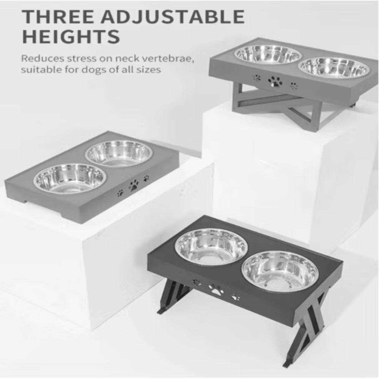 Elevated Dog Bowl Table with Double Stainless Steel Bowl