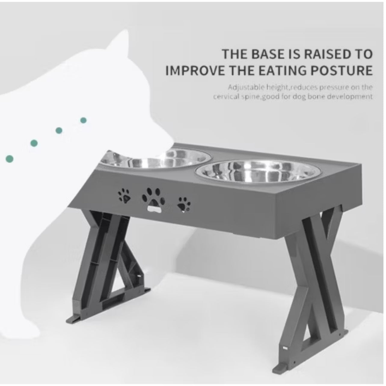 Elevated Dog Bowl Table with Double Stainless Steel Bowl