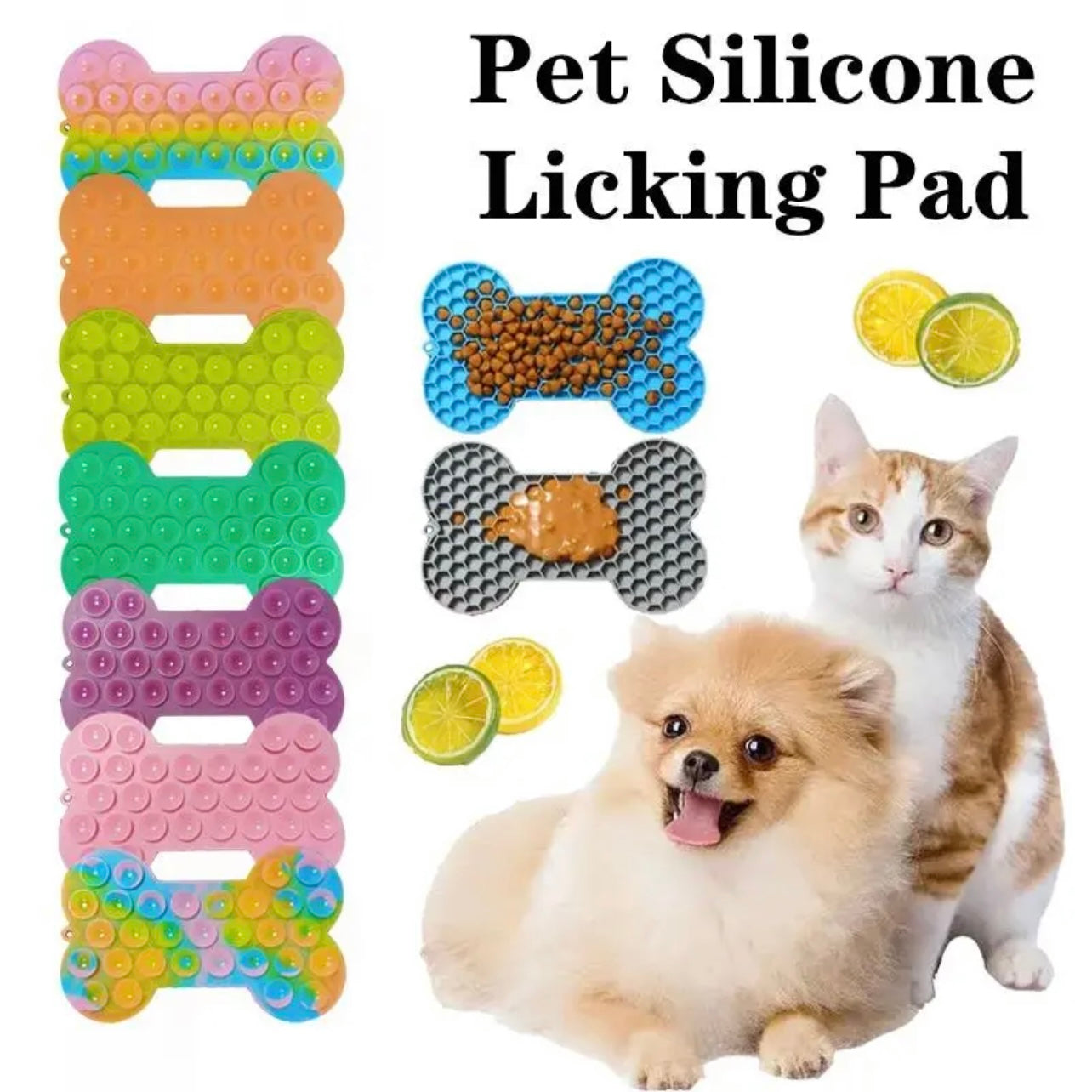 Silicone Dog Lick Mat, Slow Feeder Pet Treat Pad, Bone-Shaped Dog Licking Mat for Anxiety Reduction & Interactive Feeding