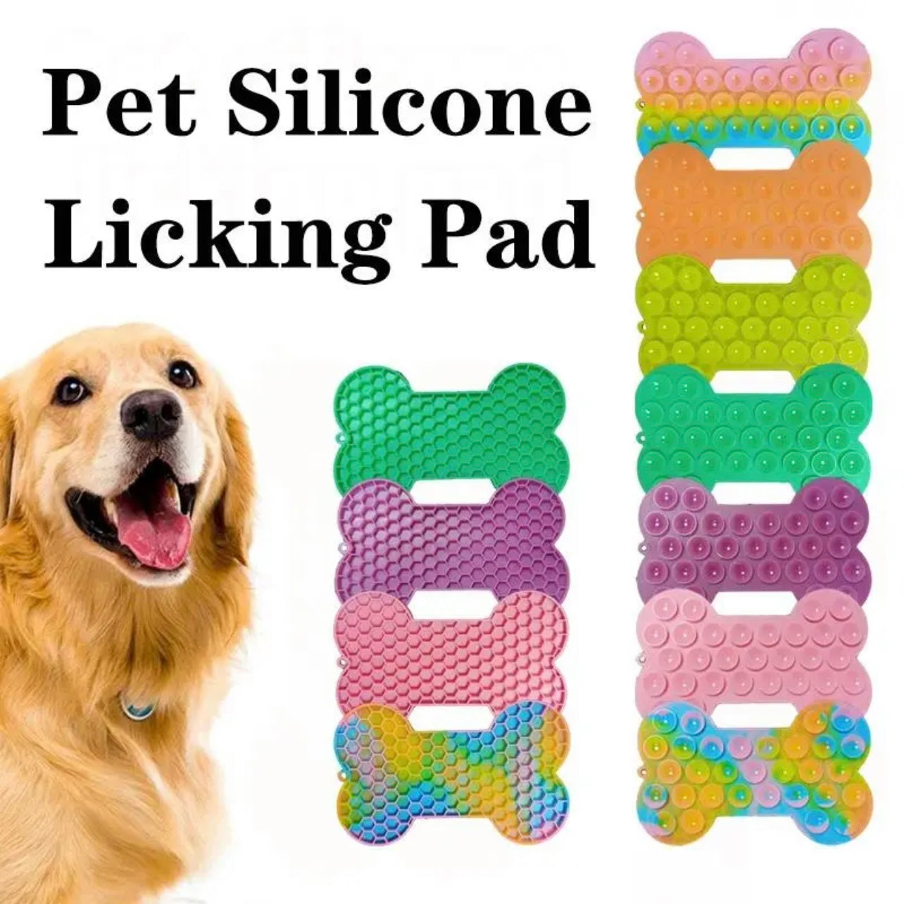 Silicone Dog Lick Mat, Slow Feeder Pet Treat Pad, Bone-Shaped Dog Licking Mat for Anxiety Reduction & Interactive Feeding